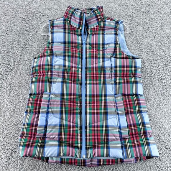 Lands' End Vest S/T 6-8 Women's Multicolor Plaid Down Puffer Lining Futter - Picture 13 of 13